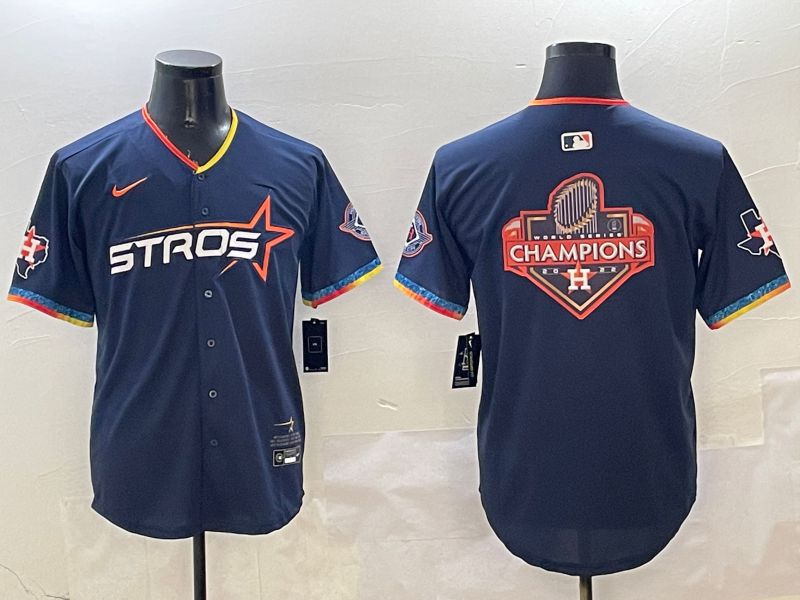 Men Houston Astros Blank Drak Blue Fourth generation Joint Name 2025 Nike MLB Jersey style 13